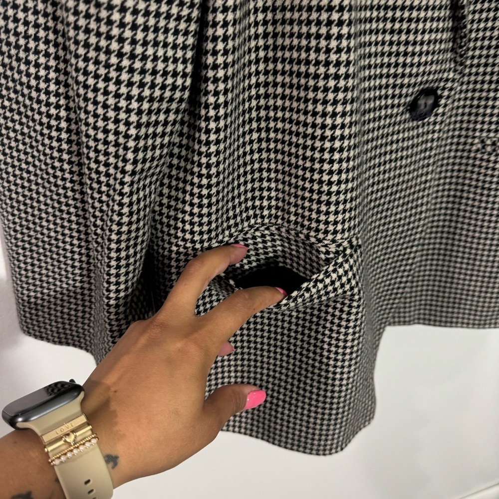 Sag Harbor Wool Blend Houndstooth Print Blazer Velvet Collar Black/White Size 14 - Picture 8 of 10